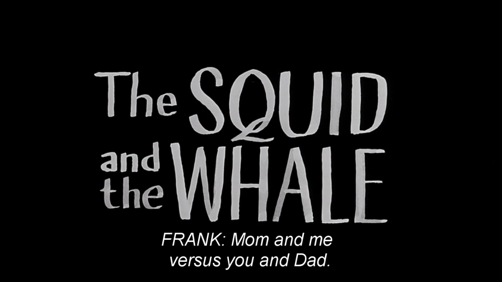 The title of the film appears on screen. Subtitles below it show Frank to be saying 