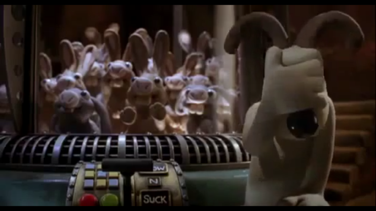 Movie still from Wallace and Gromit in The Curse of the Were-rabbit.